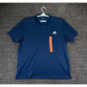 Adidas Shirt Mens 2XL Navy Blue Performance Polo Logo Casual Sports Golf NWT F05